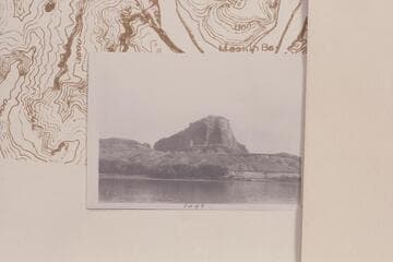 Butte at left bank from Mile 48. Morning