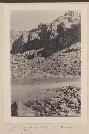 Grand Canyon at mouth of Little Colorado. The mouth of the Little Colorado is the canyon to the left in the picture. The galloway-Stone party found the Little Colorado limpid