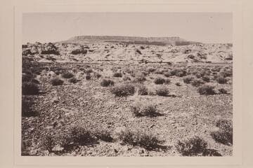 Fifty Mile Mountain from mesa north of Cha Butte. The canyon immediately beyond the flat mesa is Bald Rock, and Nasja Canyon is this side of the barrier of rocky buttes. 60 Mile Point runs out below Fifty Mile Mountain