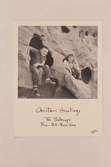 William Belknap III, Buzzie, and Loie Belknap.  The Belknap Family Christmas card, 1953