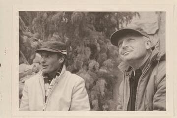 John Dutton, script master, and Jim Algar, Associate Producer, "Colorado River Story." Near Moab. Opposite Kings Bottom