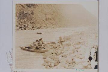 Preparing to embark from camp at foot of Hermit Rapid. Bright Angel gauge: 2,650 cfs