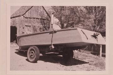 Art Chaffin's motorboat rigged for operation in Glen Canyon.  At Teasdale, Utah