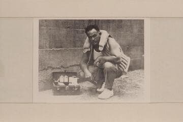 Russell G. Frazier.  Ready for the River pose at his home at Bingham Canyon prior to his Grand Canyon cruise starting from Lees Ferry 1934, July 19