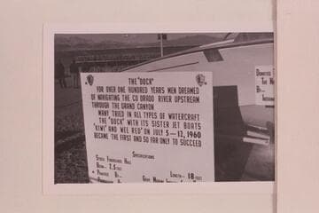 Sign of the "Dock" when on exhibit at the Gold Cup Races, Boulder City. Bill Belknap worked out the wording of the sign