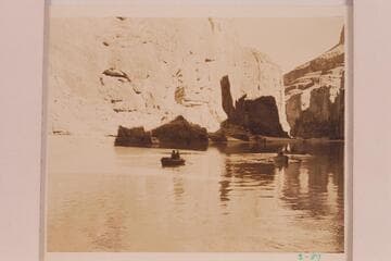 Two skiffs of the Dusty Dozen cruise. Mile 35 3/4 in Marble Canyon