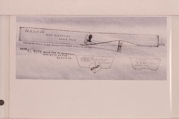 The "Navajo," built by Edwin T. Wolverton in 1908. Drawing made by Wolverton for use in River Bed Case