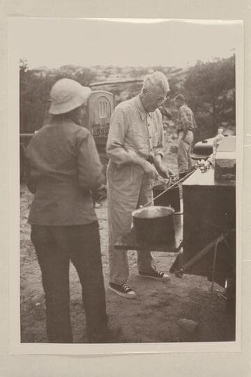 Fern Frost and Joe Desloge bathe the dishes at Junction Camp on the Needles trip
