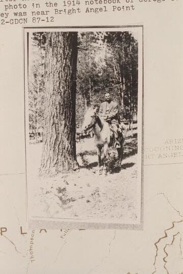J. Cecil Alter near Camp Woolley on the Kaibab. In the 1914 notebook of George C. Fraser. Camp Woolley was near Bright Angel Point