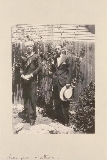 James R. Ervin (holding the straw hat) and his brother; Hollywood