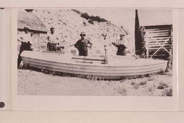 Brock; Todd; [space] Hale.  Above Greenriver, Utah.  Brock ranch where boat was taken out and stored.  Todd-Page trip with Elwyn Blake as head boatman