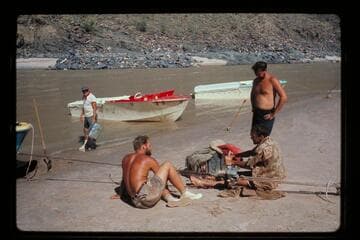 Hauling out "Wee Yellow"; Dubendorff Rapids