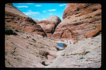 Water pockets down canyon near wash out of jeep road