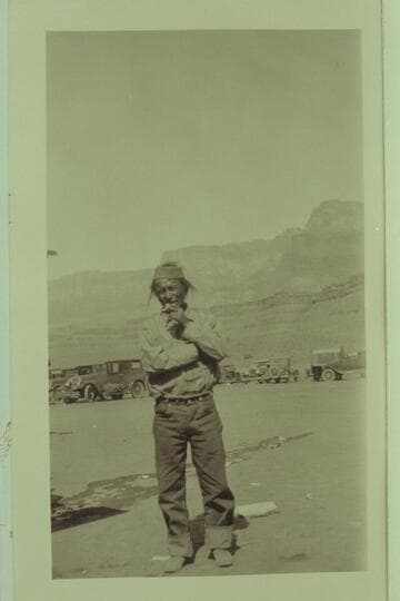 Navajo at dedication of Marble Canyon Bridge.  Print from Freeman collection