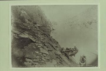 Photo No. 165 (274) shows bench and talus downriver to point 1/4 mile on to point river turns to left; good bench and wide talus