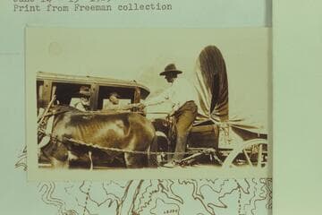 The old and the new at the dedication of Marble Canyon Bridge. Print from Freeman collection