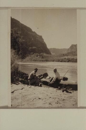 Guy Forcier and Joseph Desloge help in preparing the motorboat "Hudson" for the transit of the Grand Canyon.  Lees Ferry gauge:  51,800 cfs