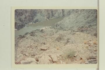 Descent route east of old trail to mouth of Horn Creek which Butchart has used. The old trail descends directly north of the small butte northeast of northern tip of Dana Butte