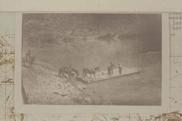 The original ferry boat in 1910. This is the boat which dipped under March 11, 1911, spilling occupants into the river