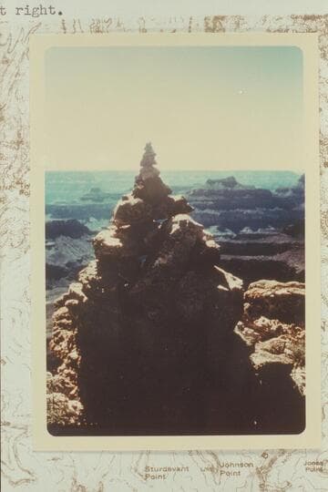Cairn built by Clarence (Doc) Ellis and Donald G. Davis on the first ascent of Brahma Temple.  Isis Temple at right