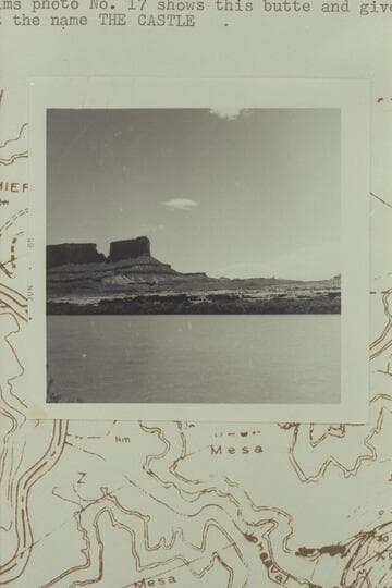 The butte at the southwest end of Steer Mesa from Mile 34-35 in Labyrinth Canyon.  Nims photo No. 17 shows this butte and gives it the name The Castle