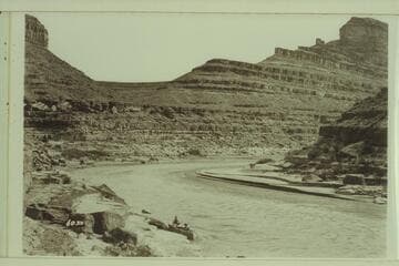 Nevills run from Sand Island to Mexican Hat; San Juan River. Upstream from near head of gorge