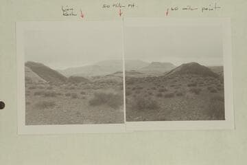 Northwest toward 50 Mile Mountain from top of plateau on trail between the middle fork and the southwest fork of 73.  [Marston has joined 599 GNCN 73.51.8 to 599 GNCN 73.51.9 with arrows to Lion Rock, 50 Mile Mt., and 60 Mile Point]