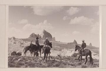 Looking across and down Navajo Canyon from the bench south of Cummings Mesa.  Nancy Daly; Buck White-hat; F. E. Masland; Bill Belknap