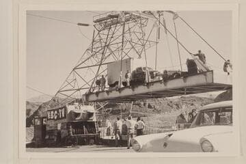 "NBC T. V.  Wide Wide World" rigging for Hoover Dam show