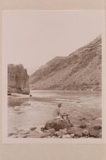 Joe Desloge at the laundry- mouth of Tapeats.  Cooper is aboard the "Sweet Chariot" in the background