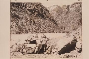 Portage of Hells Half Mile by Nevills party. Marston Green River Expedition