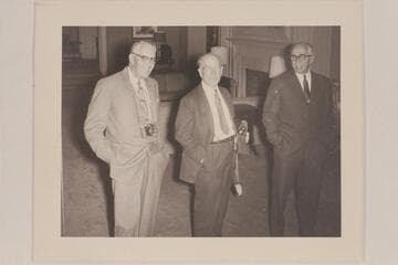 John Doerr, Dock Marston and Archeyes Masland at the Masland party; Kings Gap, Pennsylvania