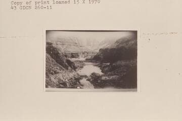 Aleson camp in Quartermaster Canyon from top of the fall.  The tent is his camp