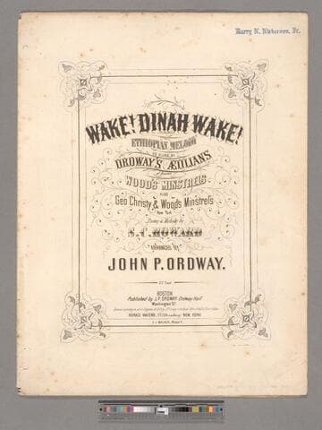 Wake! Dinah wake! / poetry and melody by S. C. Howard ; arranged by J. P. Ordway