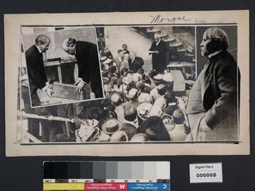 Photo montage of laying of Los Angeles Times building cornerstone