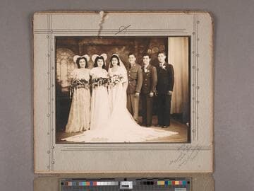 Lugo family papers, box 8, folder 4, Photographs -- Tillie Hernandez and George Mendibles wedding portrait, 1943 January 23