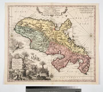 Representation la plus nouvelle et exacte de l'Ile Martinique, la premiere des Isles del' Amerique Antilles, Nommées Barlovento, Aux depens de Matthieu Seutter, Graveur des Cartes Geograph. de S.M.I. a Ausbourg