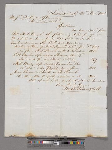 W. H. Bacon & Cobb letter to Dickinson & Shrewsbury