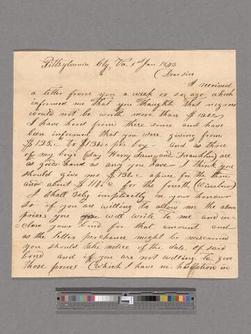 Jonathan James letter to Dickinson & Shrewsbury
