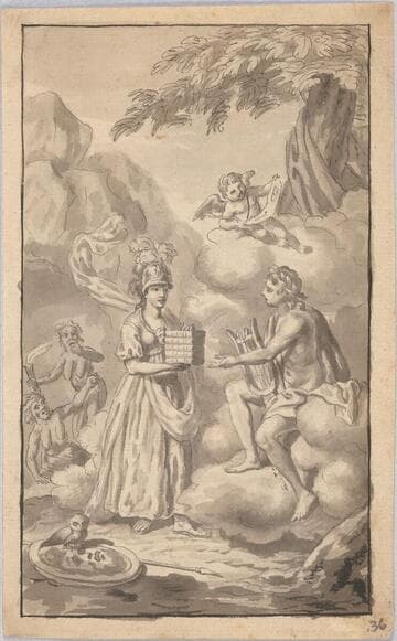 Minerva Presenting Books to Apollo