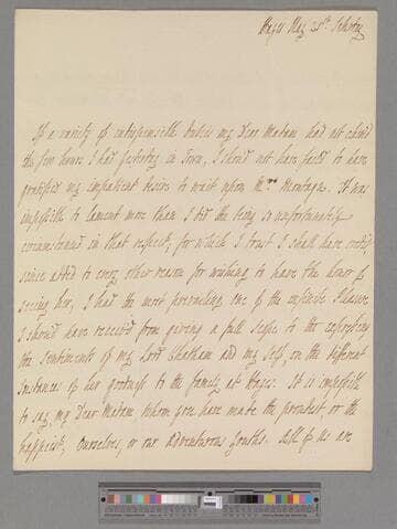 Pitt, Hester (Grenville), Countess of Chatham & suo jure Baroness Chatham. Letter to Elizabeth (Robinson) Montagu
