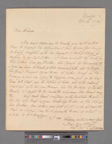 Lyttelton, Charles, Bishop of Carlisle. Letter to Elizabeth (Robinson) Montagu