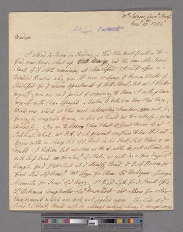 Lyttelton, Charles, Bishop of Carlisle. Letter to Elizabeth (Robinson) Montagu