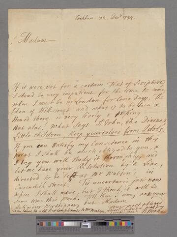 Hooke, Nathaniel. Letter to Elizabeth (Robinson) Montagu