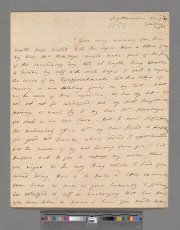 Anstey, Mary. Letter to Elizabeth (Robinson) Montagu