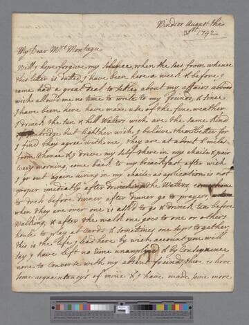 Knollys, Mary Catherine (Law), Viscountess Wallingford. Letter to Elizabeth (Robinson) Montagu