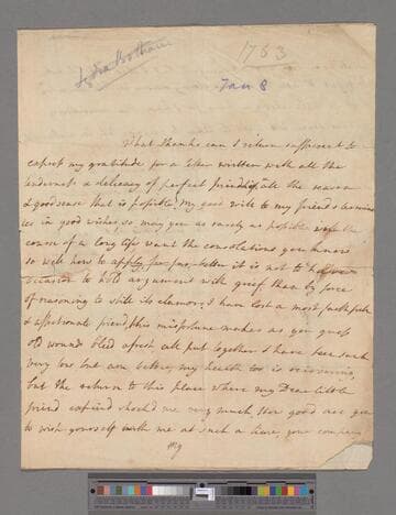 Montagu, Elizabeth (Robinson). Letter to Mary Anstey