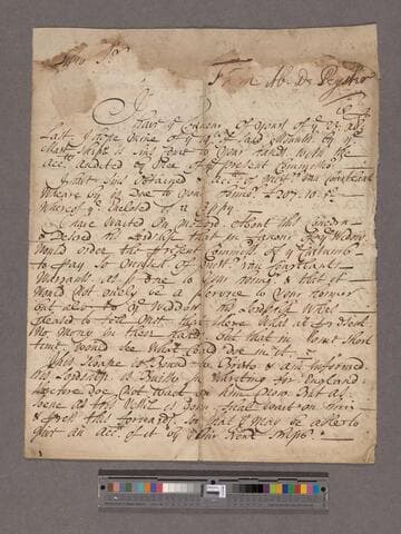 De Peyster, Abraham. Letter to William Blathwayt