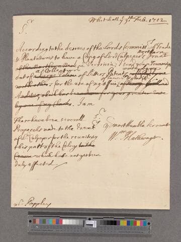 Blathwayt, William. Letter to William Popple