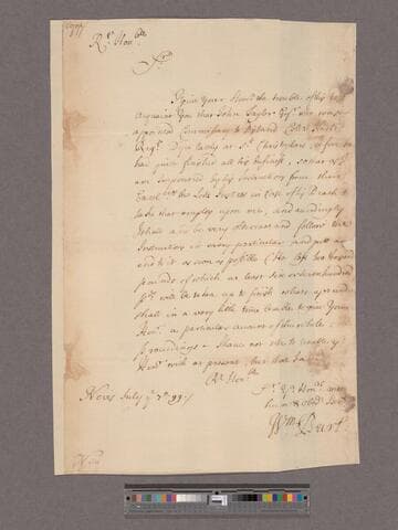 Burt, William. Letter to James Vernon